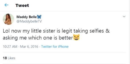 Maddy Belle twitted about her sister